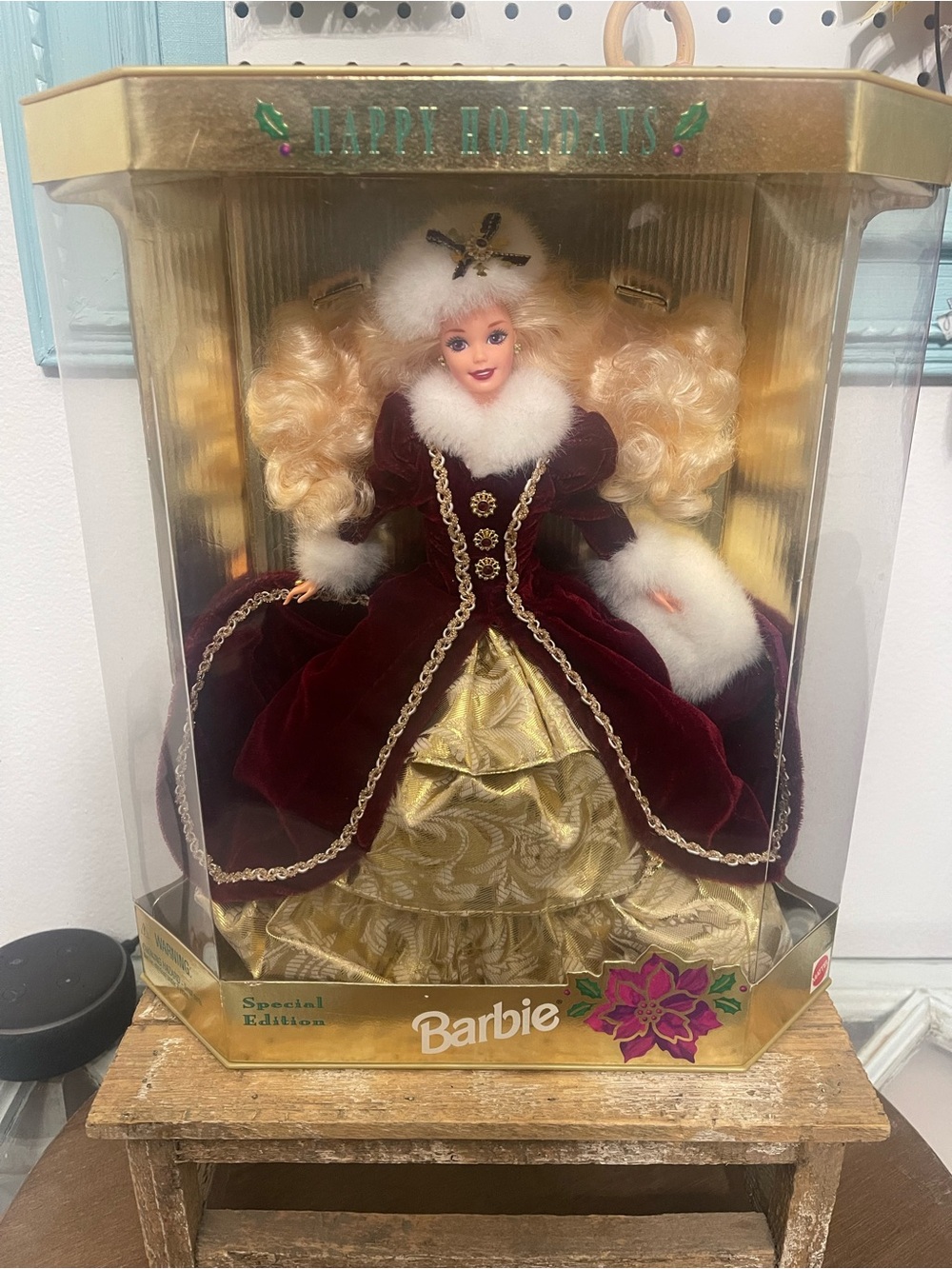 Barbie Holiday Collector Doll - Burgundy, Gold, White 1996 Vintage